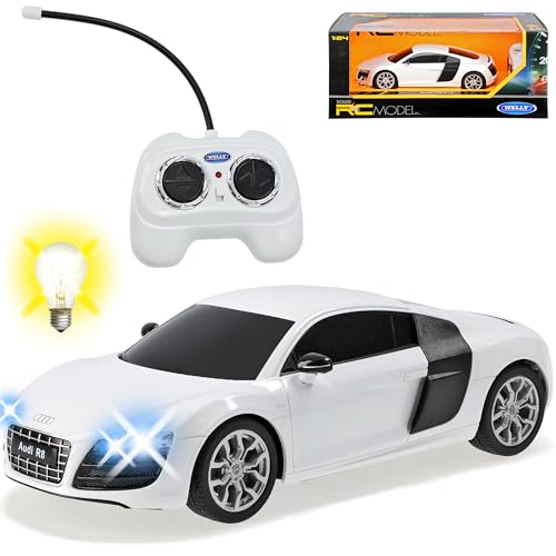 alles-meine.de GmbH A*u*d*i R8 V10 Coupe Weiss RC Funkauto 1/24 Welly Modell Auto mit individiuellem Wunschkennzeichen von alles-meine.de GmbH