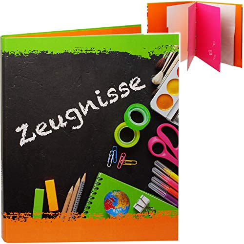 alles-meine.de GmbH A4 - Ringbuch/Zeugnisringbuch - Zeugnisse Bunte Stifte - incl. Einsteckseiten & Einlagen - ERWEITERBAR/Ordner - Zeugnismappe - Sammelordner Dokumentenma.. von alles-meine.de GmbH