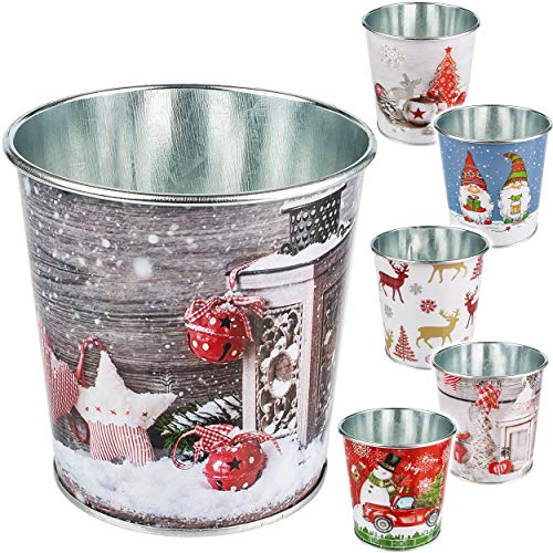 Deko Topf/Metalleimer/Blumentopf - Motivwahl - Weihnachten - 10 cm hoch - Metall rostfrei - Blech Eimer - rund - frostsicher - Pflanztopf Übertopf Gartene.. von alles-meine.de GmbH