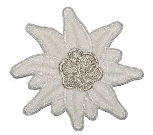 alles-meine.de GmbH Edelweiß 8,4 cm * 7,8 cm Bügelbild Aufnäher Applikation Silber Blume Bayern weiß Edelweiss Trachten von alles-meine.de GmbH