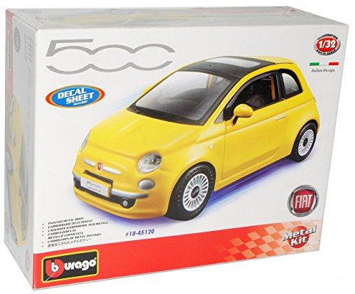 FIAT 500 Nuova Ab 2007 Coupe Gelb Bausatz Kit 1/32 Burago Modell Auto mit individiuellem Wunschkennzeichen von alles-meine.de GmbH