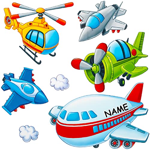 alles-meine.de GmbH Fenster Sticker Motivwahl - Kinder & Erwachsene 7 TLG. Set - Flugzeug - Helikopter & Hubschrauber - inkl. Name - statisch haftend - selbstklebend + Wieder.. von alles-meine.de GmbH