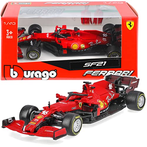 Ferrari SF21 Charles Leclerc Nr 16 Formel 1 2021 1/43 Burago Modell Auto mit individiuellem Wunschkennzeichen von alles-meine.de GmbH