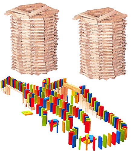 Holz Bausteine Modell & Inhalt frei wählbar XXL Set 400 Stück Bausteine - bunt - aus Holz - ideal für Domino Rally - Bunte Steine & Natur Baustein - Dom.. von alles-meine.de GmbH