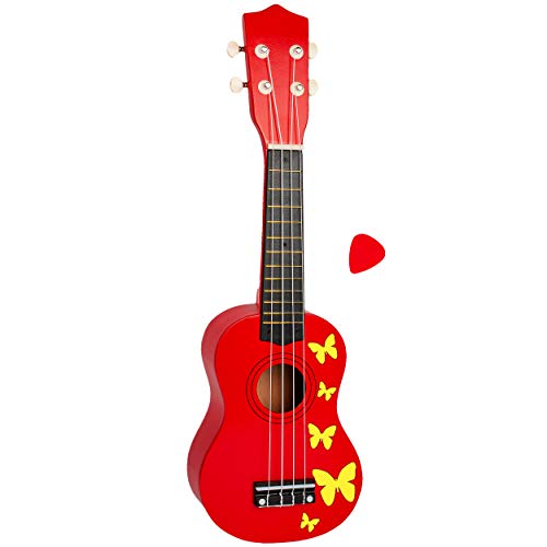 alles-meine.de GmbH Kinder - Gitarre/Ukulele - aus Holz - Motiv & Farbwahl - rot & gelbe Schmetterlinge - hochwertige Konzertgitarre - 55 cm - Klassik - akustische - Kindergita.. von alles-meine.de GmbH