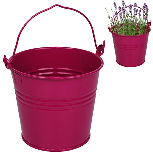 Kleiner - Metall Eimer/Blumentopf - pink/Purpur/violett/rosa - lila - 15 cm hoch - 2 Liter - rostfrei - Blech Eimer/Metalleimer - rund - mit 3-D Eff.. von alles-meine.de GmbH