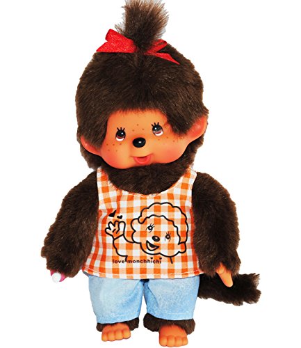 Mädchen - Monchhichi - Kariertes Shirt & Hose - 1 Zopf im Haar - 20 cm - Bekleidung ausziehbar - Plüschtier/Kuscheltier - Monchichi - Sportlich - groß -.. von alles-meine.de GmbH