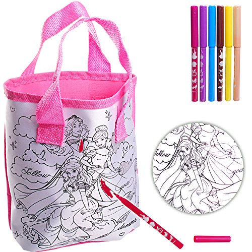 alles-meine.de GmbH Malset/Bastelset zum Bemalen - Tasche - Princess - Prinzessin - mit Stiften/Textilmalfarben - Glitzer - Henkeltasche/Tragetasche - abwischbar + besc.. von alles-meine.de GmbH