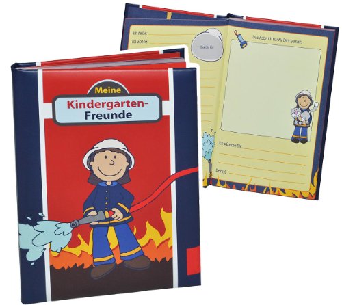 Meine Kindergarten Freunde Buch - Feuerwehrmann Frido Feuerwehr für Jungen - dick gebunden für Kindergartenfreunde Poesie A5 Hardcover - Freundebuch Poesiealb.. von alles-meine.de GmbH