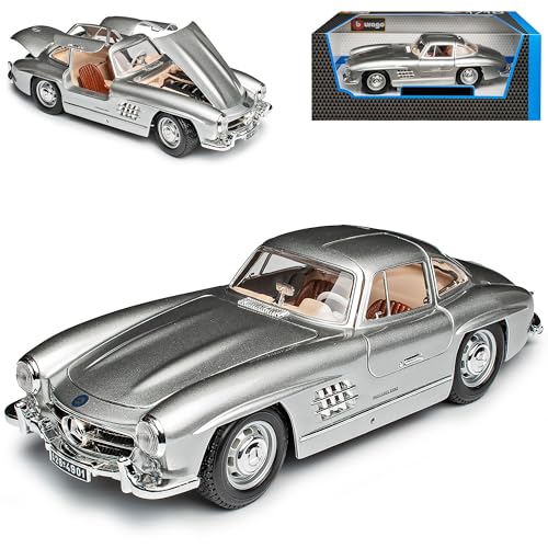 alles-meine.de GmbH Mercedes-B 300SL Coupe Silber W198 1954-1963 Flügeltürer 18-12047 1/18 Burago Modell Auto mit individiuellem Wunschkennzeichen von alles-meine.de GmbH