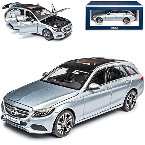 Mercedes-B C-Klasse T-Modell Kombi Silber W205 S205 2014-2021 1/18 Norev Modell Auto mit individiuellem Wunschkennzeichen von alles-meine.de GmbH