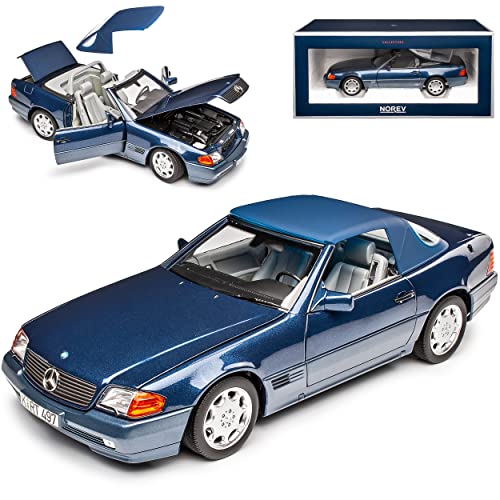 Mercedes-B SL-Klasse R129 500SL Cabrio Blau 1989-2001 1/18 Norev Modell Auto mit individiuellem Wunschkennzeichen von alles-meine.de GmbH