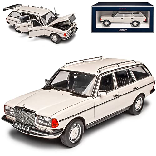 Mercedes-B W123 E-Klasse S123 200 T-Modell Kombi Weiss 1975-1986 1/18 Norev Modell Auto mit individiuellem Wunschkennzeichen von alles-meine.de GmbH