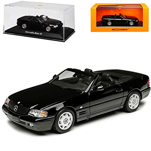 Mercedes-B. SL-Klasse R129 Cabrio Schwarz 1989-2001 1/43 Minichamps Maxichamps Modell Auto mit individiuellem Wunschkennzeichen von alles-meine.de GmbH