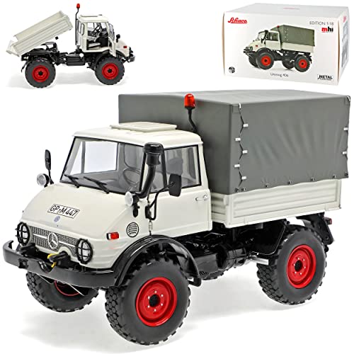 Mercedes-Benz U406 Unimog Kiesel Grau mit Plane 1963-1989 1/18 Schuco Modell Auto mit individiuellem Wunschkennzeichen von alles-meine.de GmbH