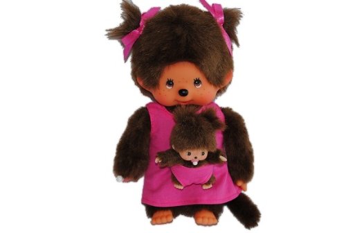 Monchhichi - Mother Care Mama mit Baby, 2 Zöpfe, rosa Kleid, 20 cm von alles-meine.de GmbH