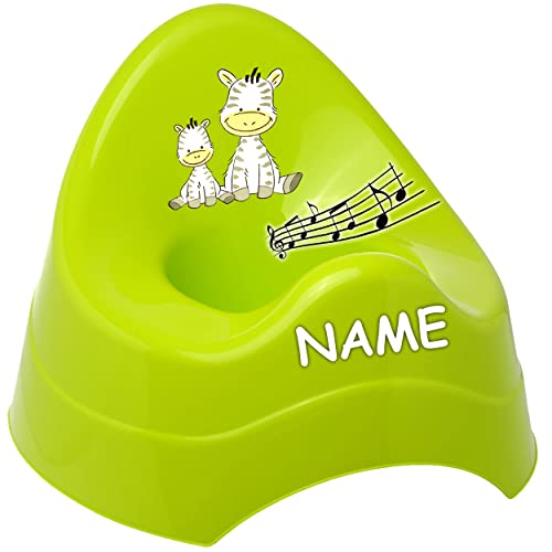 Musik & Sound - Töpfchen/Nachttopf/Babytopf - grün - apfelgrün Tiere - Zebra inkl. Name - Bieco - Melody - mit großer Lehne + Spritzschutz - Babytöpfc.. von alles-meine.de GmbH