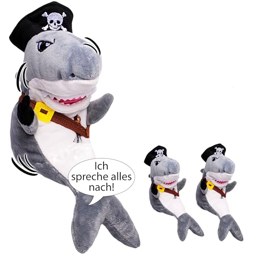 NACH sprechender - Hai Fisch - Pirat - Ich spreche Alles nach & bewege Mich dazu - aus Stoff/Plüsch - Plüschtier - mit Sound & Bewegung - spricht & plap.. von alles-meine.de GmbH