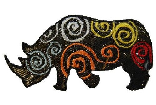 alles-meine.de GmbH Nashorn 7,5 cm * 4,1 cm Bügelbild Aufnäher Applikation Savanne Afrika ZooTier von alles-meine.de GmbH