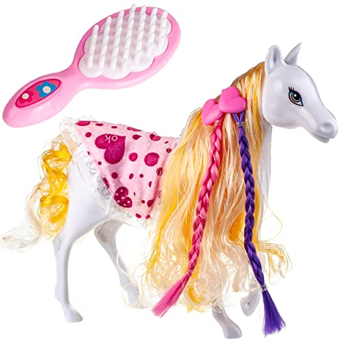 Pferd/Spielzeugpferd + Zubehör Verschiedene Modelle & Größen wählbar 25,5 cm hoch - passend für Barbie - mit abnehmbaren Sattel + Zaumzeug - mit Haaren .. von alles-meine.de GmbH