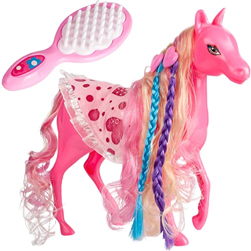 Pferd/Spielzeugpferd + Zubehör viele Modelle & Größen wählbar 25,5 cm hoch - passend für Barbie - mit abnehmbaren Sattel + Zaumzeug - mit Haaren - ideal.. von alles-meine.de GmbH