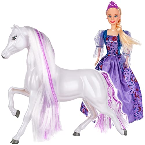 Pferd & Puppe Verschiedene Modelle frei wählbar lila kompatibel für Barbie Puppen - Steffi Love - LOL Surprise Spielzeug Puppe - Prinzessin Pferdekuts.. von alles-meine.de GmbH