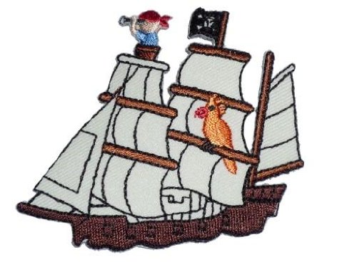 alles-meine.de GmbH Piratenschiff 8 cm * 6,9 cm Bügelbild Piratenboot Piraten Schiff Pirat Aufnäher Applikation Aufbügler von alles-meine.de GmbH