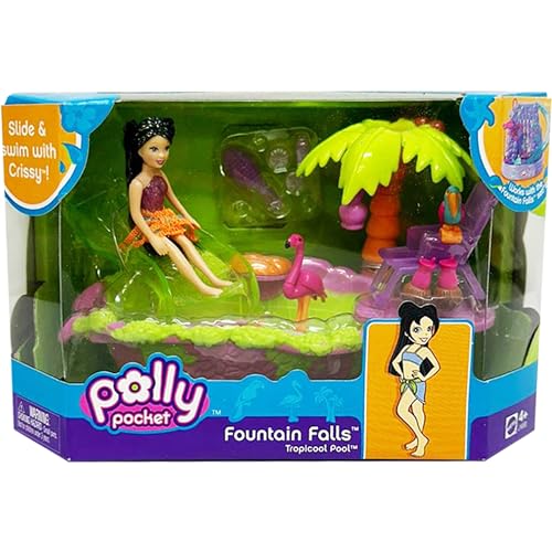 Polly Pocket - Fountain Falls - Tropical Pool - Swimming Pool - Palme Strand Urlaub Sommer Crissy Schwimmen Rutschen Wasserrutsche Wasser Sonnenliege Flamingo.. von alles-meine.de GmbH