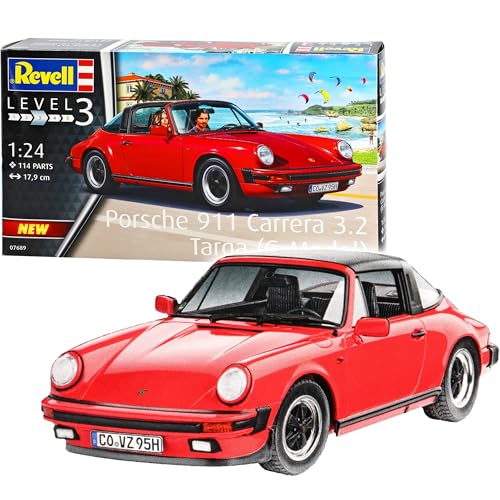 Porsche 911 930 Carrera 3.2 G-Modell Targa Cabrio Rot 1973-1989 07689 Bausatz Kit 1/24 Revell Modell Auto mit individiuellem Wunschkennzeichen von alles-meine.de GmbH