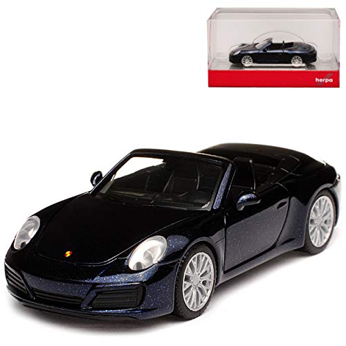 Porsche 911 991 Carrera 4S II Cabrio Dunkel Blau Fast Schwarz Modell Ab 2012 Ab Facelift 2015 H0 1/87 Herpa Modell Auto mit individiuellem Wunschkennzeichen von alles-meine.de GmbH