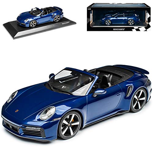 alles-meine.de GmbH Porsche 911 992 Turbo S Cabrio Blau Metallic Neue Generation Ab 2019 limitiert 1 von 304 Stück 1/18 Minichamps Modell Auto mit individiuellem Wunschkennzeiche von alles-meine.de GmbH