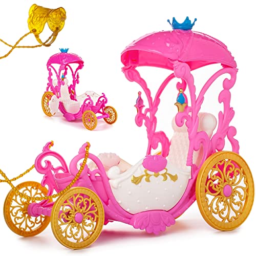 Puppen Kutsche Verschiedene Modelle frei wählbar mit Zaumzeug passend für Barbie Puppen - Steffi Love - LOL Surprise Spielzeug Puppe - Prinzessin Pfer.. von alles-meine.de GmbH