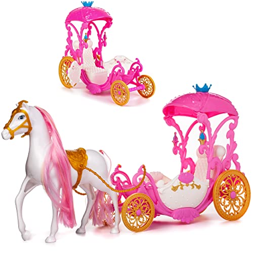 Puppen Kutsche mit Pferd Verschiedene Artikel frei wählbar passend für Barbie Puppen - Steffi Love - LOL Surprise Spielzeug Puppe - Prinzessin Pferdekut.. von alles-meine.de GmbH