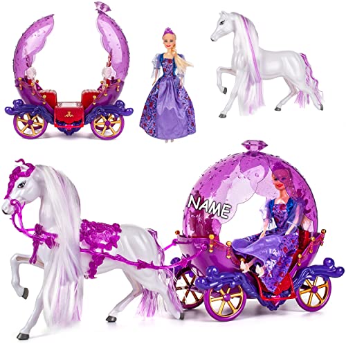 Puppen Kutsche mit Pferd & Puppe - lila inkl. Name - passend für kompatibel mit Barbie Puppen - Steffi Love - LOL Surprise Spielzeug Puppe - Prinzessin Pf.. Puppen Kutsche mit Pferd & Puppe - lila inkl. Name - passend für kompatibel mit Barbie Puppen - Steffi Love - LOL Surprise Spielzeug Puppe - Prinzessin Pf.. von alles-meine.de GmbH