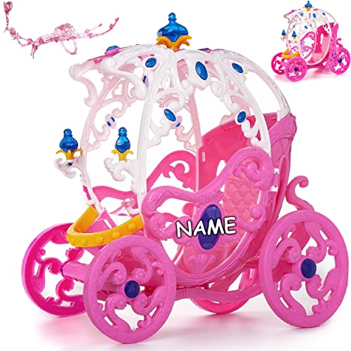 Puppen Kutsche mit Zaumzeug inkl. Name - passend für Barbie Puppen - Steffi Love - LOL Surprise Spielzeug Puppe - Prinzessin Pferdekutsche - Märchenkutsch.. von alles-meine.de GmbH