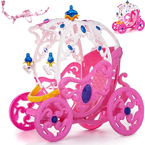 Puppen Kutsche mit Zaumzeug passend für Barbie Puppen - Steffi Love - LOL Surprise Spielzeug Puppe - Prinzessin Pferdekutsche - Märchenkutsche Puppenkutsc.. von alles-meine.de GmbH