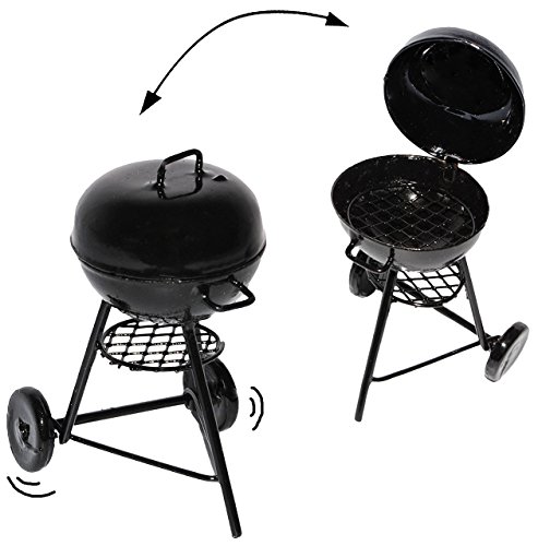 alles-meine.de GmbH Rund Grill/Kugelgrill mit Deckel - Miniatur aus Metall/Maßstab 1:12 - Diorama - Barbecue BBQ - Garten Grillen - Kochen - Fleisch braten Küche - Zubehör Pu.. von alles-meine.de GmbH