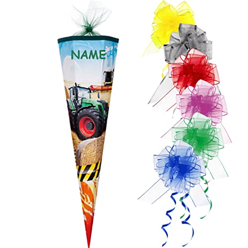 Schultüte - Traktor 22-100 cm incl. Schleife und Namen - mit Tüllabschluß/Filzabschluß - mit/ohne Kunststoff Spitze - Zuckertüte ALLE Größen - Nestl.. Schultüte - Traktor 22-100 cm incl. Schleife und Namen - mit Tüllabschluß/Filzabschluß - mit/ohne Kunststoff Spitze - Zuckertüte ALLE Größen - Nestl.. von alles-meine.de GmbH