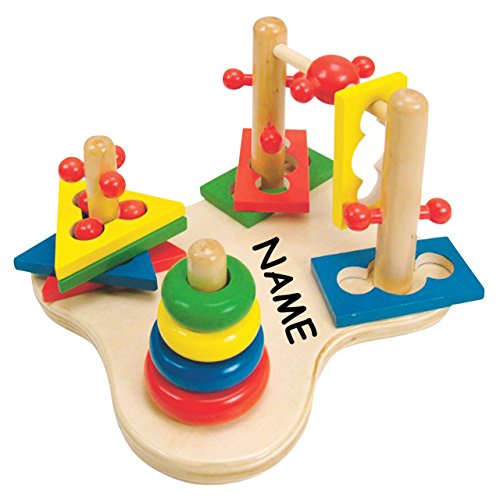 Steckspiel aus Holz incl. Namen - Motorikschleife - Motorik Fädelspiel Steckturm - sortieren stapeln für Kinder - Lernen Farben u. Formen Lernen von alles-meine.de GmbH