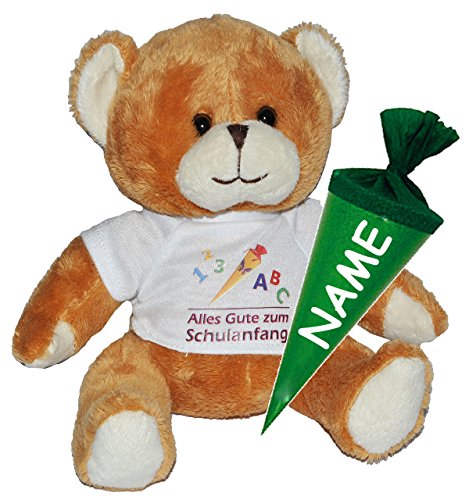 Teddy Bär mit Schultüte - 18 cm zum Befüllen - incl. Name - für Jungen - Schulanfang Plüsch Plüschtier Zuckertüten Deko Alles Gute zum Schulanfang Glücksb.. von alles-meine.de GmbH