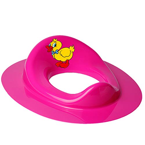 Toilettensitz/Toilettenaufsatz/Sitzverkleinerer - pink - rosa Tiere - Ente Bieco - Standardgröße mit Lehne & Pullerschutz - Verkleinerer Toilette - to.. von alles-meine.de GmbH