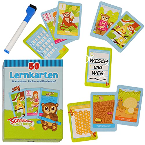 Wisch & Weg - Lernkarten Spiel - Buchstaben ABC & Zahlen Lernen & schreiben + Knobeln - mit Folienstift + Schwamm - Schreibset zum Beschreiben - trocken +.. Wisch & Weg - Lernkarten Spiel - Buchstaben ABC & Zahlen Lernen & schreiben + Knobeln - mit Folienstift + Schwamm - Schreibset zum Beschreiben - trocken +.. von alles-meine.de GmbH
