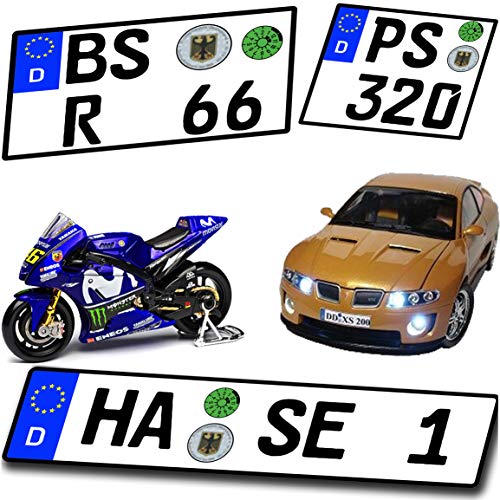 Wunschkennzeichen für Modellauto und Motorrad hochglänzend und selbstklebend für alle Maßstäbe - 1/6-1/10-1/12-1/18-1/24-1/32-1/43-1/60-1/64 -.. von alles-meine.de GmbH