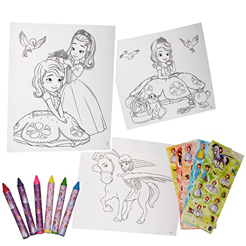 XL Malset/Zeichenset - Sofia The First - mit 6 Wachsmalstifte + 77 Sticker/Aufkleber - Malvorlagen - auf einmal Prinzessin - für Mädchen Malbücher Far.. von alles-meine.de GmbH