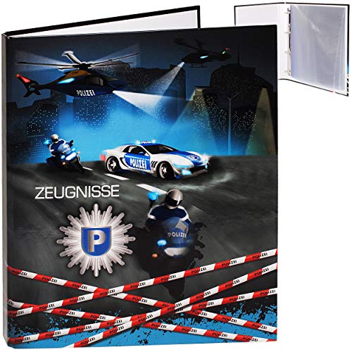 alles-meine.de GmbH Zeugnismappe/Ringbuch/Zeugnisringbuch - Zeugnisse Polizei Fahrzeug & Polizist - Erweiterbar für Einsteckseiten + Einlagen - A 4 - Dokumentenmappe - A4 R.. von alles-meine.de GmbH