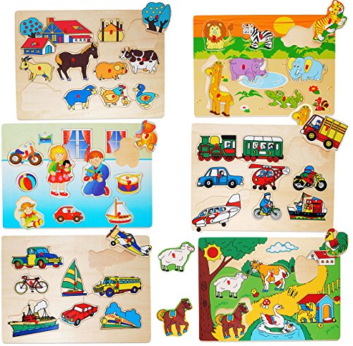 alles-meine.de GmbH 1 Brett Steckpuzzle mit Griffen - Tiere/Figuren/Fahrzeuge/Kinder - aus Holz - großes Holzpuzzle/Einlegepuzzle - Griff Legespiel - Legepuzzle/G.. von alles-meine.de GmbH