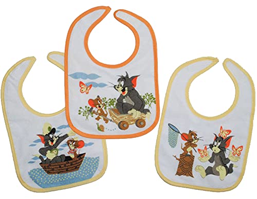 alles-meine.de GmbH 1 STK. Babylätzchen - KLEIN - Tom und Jerry aus weichem Frottee mit Klett Unten extra Folie beschichtet - Lätzchen/Kinderlätzchen - Looney Tunes von alles-meine.de GmbH