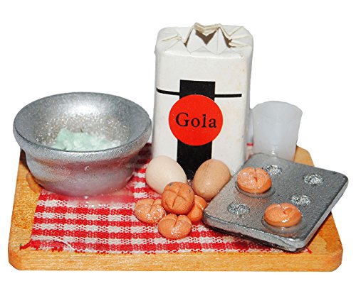 alles-meine.de GmbH 1 Set Diorama Platte: Brötchen mit Milch, Form, Schüssel, Eier + Meßbecher - Miniatur aus Holz/Maßstab 1:12 - Kuchen Plätzchen backen - Lebensmittel Zubeh.. von alles-meine.de GmbH