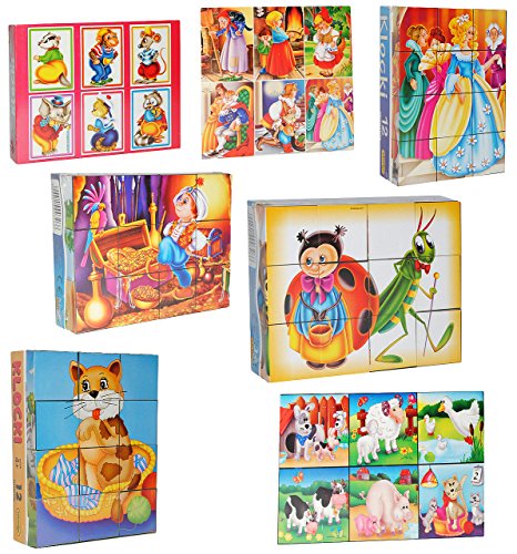 alles-meine.de GmbH 1 Set: Bilderwürfel/Würfelpuzzle aus Kunststoff - 12 Teile mit Vorlagen - Puzzle - Verschiedene Märchen/Tiere und Comic Figuren für Kinder - Puzzle Kunsts.. von alles-meine.de GmbH