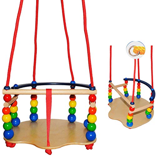 alles-meine.de GmbH 1 Stück Deluxe - Kinderschaukel/Schaukel aus Holz - mit Gurt - Gitterschaukel - mitwachsend & verstellbar - Leichter Einstieg ! - Babyschaukel - verstellb.. von alles-meine.de GmbH